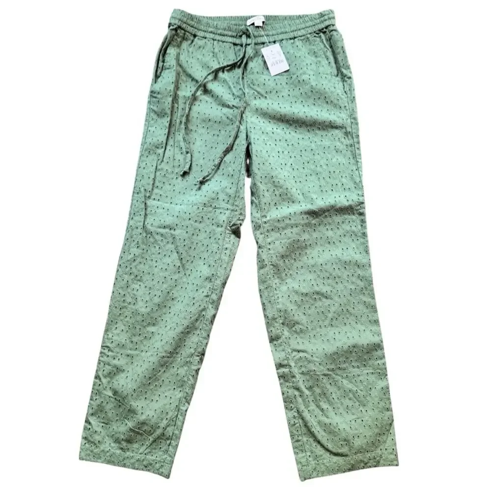 J.Crew Women's Eyelet Green Patterned Pants Sz XS NWT